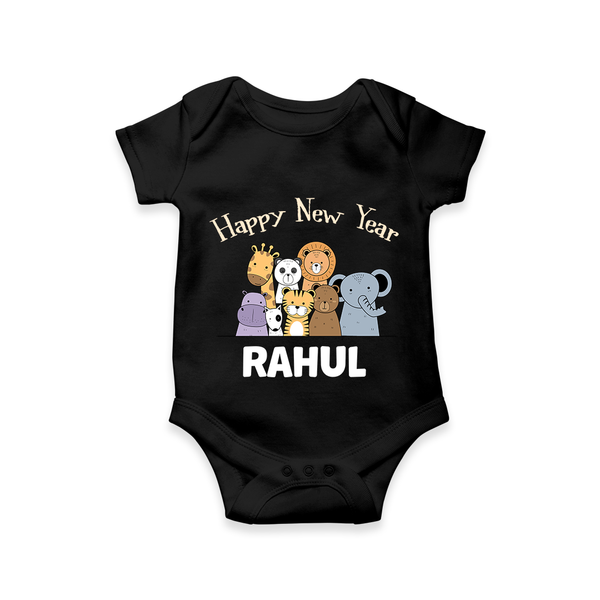 Happy New Year – Jungle Animals| Customized Romper for Kids - BLACK - New Born (Chest 14")
