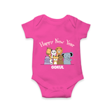 "Happy New Year 2025 - Happy Times With Our Customized Romper for Babies With Name" - HOT PINK - 0 - 3 Months Old (Chest 16")