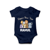 Happy New Year – Jungle Animals| Customized Romper for Kids - NAVY BLUE - New Born (Chest 14")