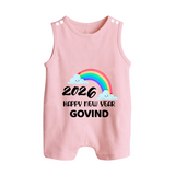 Happy New Year 2026 – Rainbow Cloud | Customized Romper Suit   - BABY PINK - 0 - 5 Months Old (Chest 18")