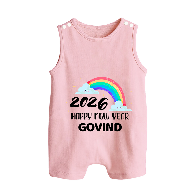 Happy New Year 2026 – Rainbow Cloud | Customized Romper Suit   - BABY PINK - 0 - 5 Months Old (Chest 18")