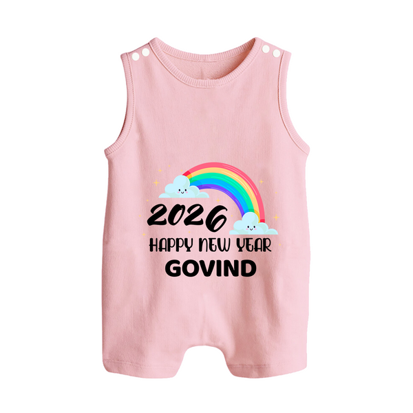 Happy New Year 2026 – Rainbow Cloud | Customized Romper Suit   - BABY PINK - 0 - 5 Months Old (Chest 18")