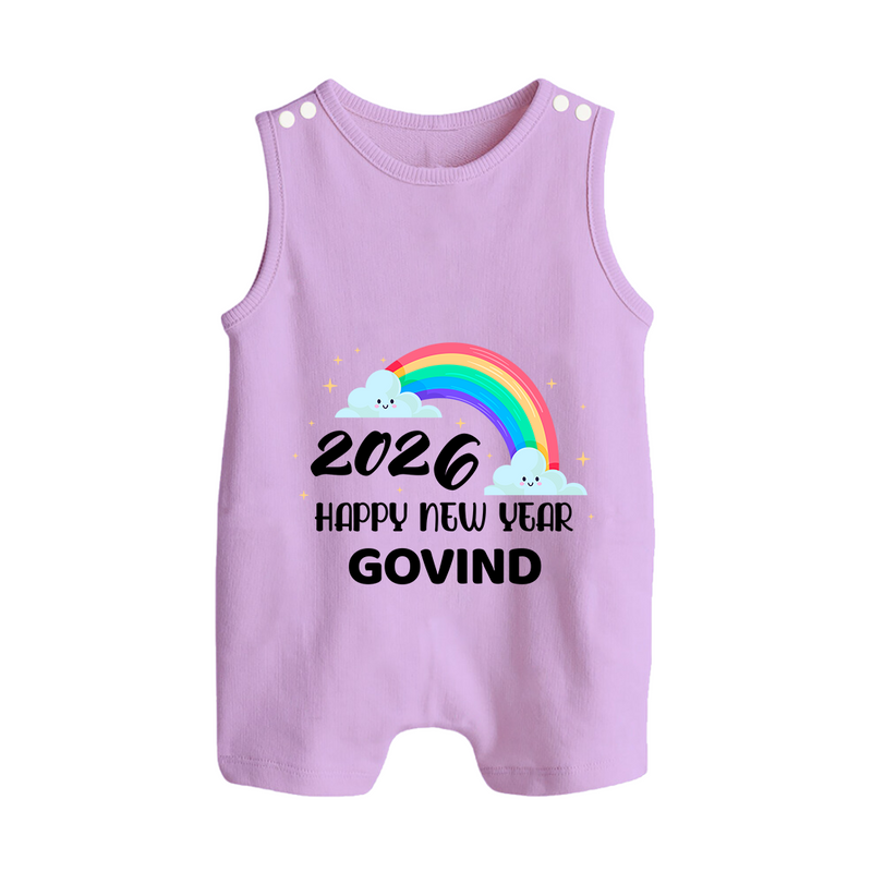 Happy New Year 2026 – Rainbow Cloud | Customized Romper Suit   - LILAC - 0 - 5 Months Old (Chest 18")