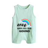 Happy New Year 2026 – Rainbow Cloud | Customized Romper Suit   - MINT GREEN - 0 - 5 Months Old (Chest 18")