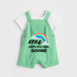 Happy New Year 2026 – Rainbow Cloud | Customized Dungaree for Kids - GREEN - 0 - 5 Months Old (Chest 18")