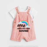 Happy New Year 2026 – Rainbow Cloud | Customized Dungaree for Kids - PEACH - 0 - 5 Months Old (Chest 18")