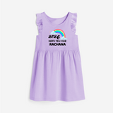Happy New Year 2026 – Rainbow Cloud | Customized Frock for Girls - LILAC - 1 - 2 Years Old (Chest 22" , Full Length 22")