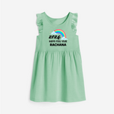 Happy New Year 2026 – Rainbow Cloud | Customized Frock for Girls - MINT GREEN - 1 - 2 Years Old (Chest 22" , Full Length 22")