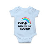 Happy New Year 2026 – Rainbow Cloud | Customized Romper for Kids - BABY BLUE - New Born (Chest 14")