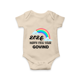 Happy New Year 2026 – Rainbow Cloud | Customized Romper for Kids - IVORY - New Born (Chest 14")
