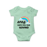 Happy New Year 2026 – Rainbow Cloud | Customized Romper for Kids - MINT GREEN - New Born (Chest 14")