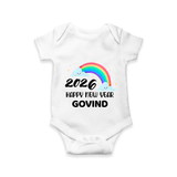 Happy New Year 2026 – Rainbow Cloud | Customized Romper for Kids - WHITE - New Born (Chest 14")