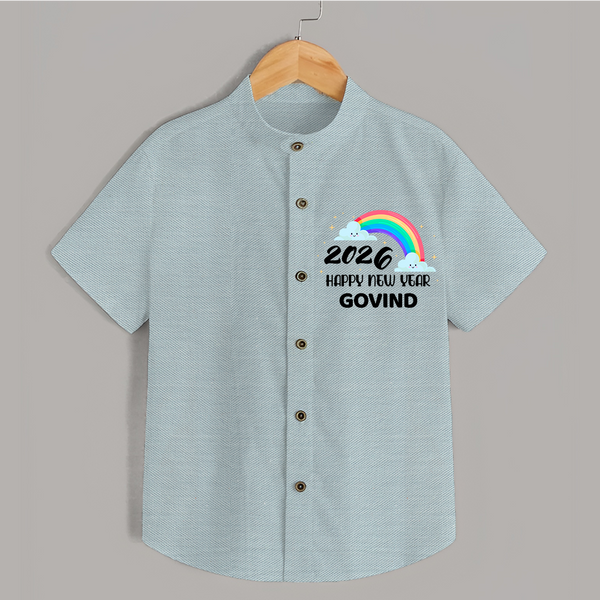 Happy New Year 2026 – Rainbow Cloud | Customized Shirt for Kids - ARCTIC BLUE - 0 - 6 Months Old (Chest 23")