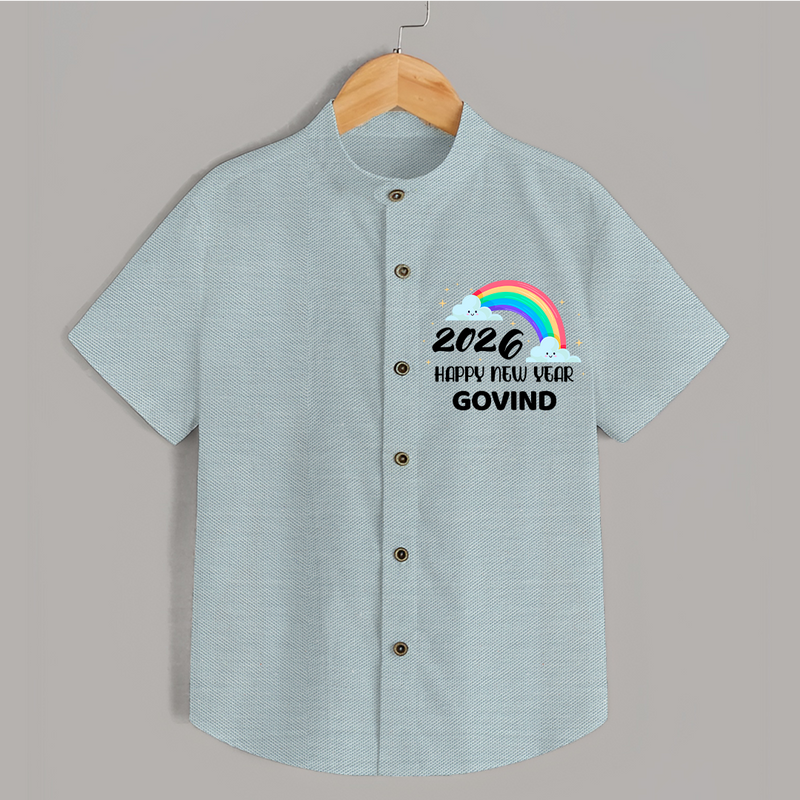 Happy New Year 2026 – Rainbow Cloud | Customized Shirt for Kids - ARCTIC BLUE - 0 - 6 Months Old (Chest 23")