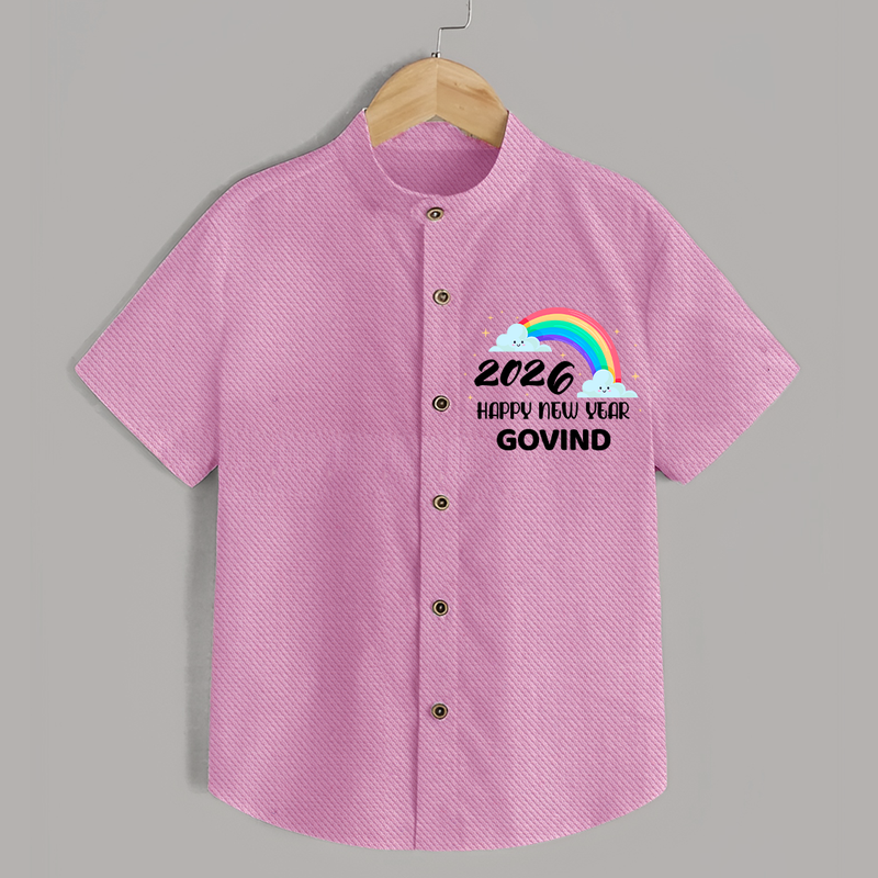 Happy New Year 2026 – Rainbow Cloud | Customized Shirt for Kids - BABY PINK - 0 - 6 Months Old (Chest 23")