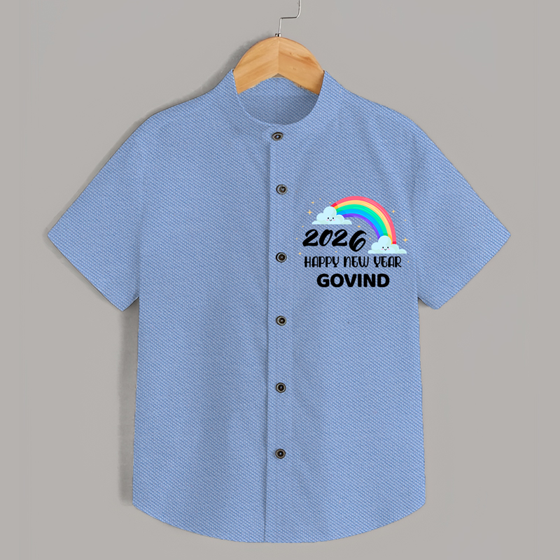 Happy New Year 2026 – Rainbow Cloud | Customized Shirt for Kids - SKY BLUE - 0 - 6 Months Old (Chest 23")