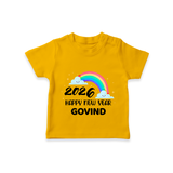 Happy New Year 2026 – Rainbow Cloud | Customized T-Shirt for Kids - CHROME YELLOW - 0-5 Months Old (Chest 17")