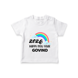 Happy New Year 2026 – Rainbow Cloud | Customized T-Shirt for Kids - WHITE - 0-5 Months Old (Chest 17")