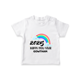 "Happy New Year 2025 - Endless Joy With Our Customized T-Shirt for Kids With Name" - WHITE - 0-5 Months Old (Chest 17")