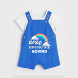 Happy New Year 2026 – Rainbow Cloud | Customized Dungaree for Kids - COBALT BLUE - 0 - 5 Months Old (Chest 18")