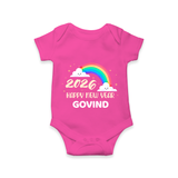 Happy New Year 2026 – Rainbow Cloud | Customized Romper for Kids - HOT PINK - New Born (Chest 14")
