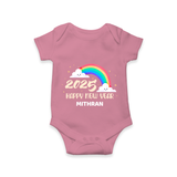 "Happy New Year 2025 - Endless Joy With Our Customized Romper for Babies With Name" - ONION - 0 - 3 Months Old (Chest 16")