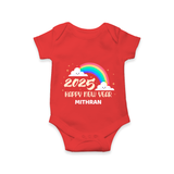 "Happy New Year 2025 - Endless Joy With Our Customized Romper for Babies With Name" - RED - 0 - 3 Months Old (Chest 16")