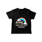 "Happy New Year 2025 - Endless Joy With Our Customized T-Shirt for Kids With Name" - BLACK - 0-5 Months Old (Chest 17")