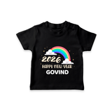 Happy New Year 2026 – Rainbow Cloud | Customized T-Shirt for Kids - BLACK - 0-5 Months Old (Chest 17")