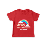 "Happy New Year 2025 - Endless Joy With Our Customized T-Shirt for Kids With Name" - RED - 0-5 Months Old (Chest 17")