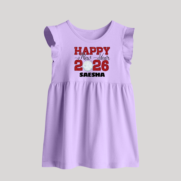 Happy New Year 2026 – Disco  | Personalised Baby Frock   - LILAC - 0 - 3 Months Old (Chest 17")