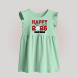 Happy New Year 2026 – Disco  | Personalised Baby Frock   - MINT GREEN - 0 - 3 Months Old (Chest 17")