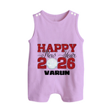 Happy New Year 2026 – Disco  | Personalised Romper Suit   - LILAC - 0 - 5 Months Old (Chest 18")