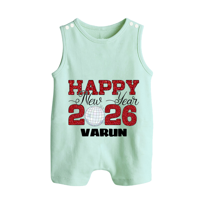 Happy New Year 2026 – Disco  | Personalised Romper Suit   - MINT GREEN - 0 - 5 Months Old (Chest 18")