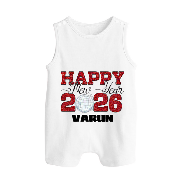 Happy New Year 2026 – Disco  | Personalised Romper Suit   - WHITE - 0 - 5 Months Old (Chest 18")