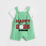 Happy New Year 2026 – Disco  | Personalised Dungaree for Kids - GREEN - 0 - 5 Months Old (Chest 18")