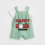 Happy New Year 2026 – Disco  | Personalised Dungaree for Kids - MINT GREEN - 0 - 5 Months Old (Chest 18")