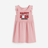 Happy New Year 2026 – Disco  | Personalised Frock for Girls - BABY PINK - 1 - 2 Years Old (Chest 22" , Full Length 22")