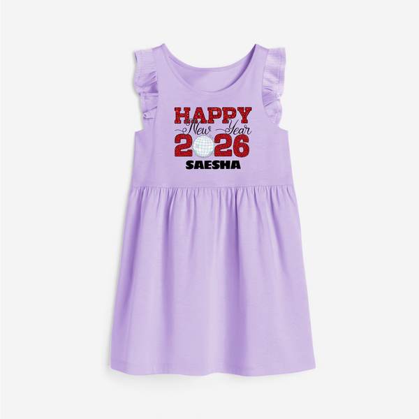 Happy New Year 2026 – Disco  | Personalised Frock for Girls - LILAC - 1 - 2 Years Old (Chest 22" , Full Length 22")