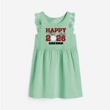 Happy New Year 2026 – Disco  | Personalised Frock for Girls - MINT GREEN - 1 - 2 Years Old (Chest 22" , Full Length 22")