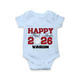 Happy New Year 2026 – Disco  | Personalised Romper for Kids - BABY BLUE - New Born (Chest 14")