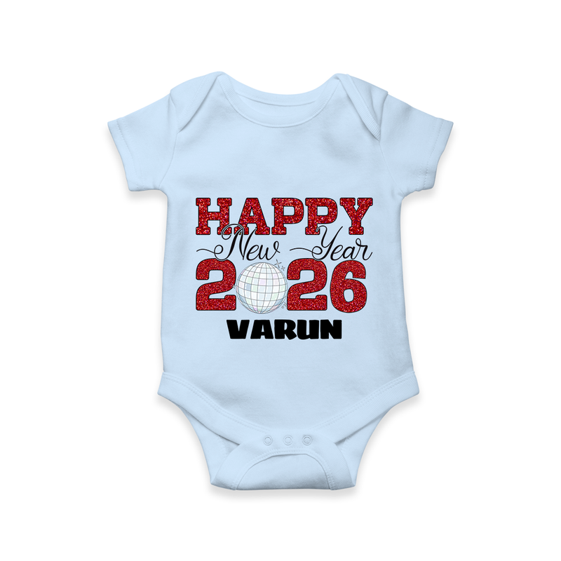 Happy New Year 2026 – Disco  | Personalised Romper for Kids - BABY BLUE - New Born (Chest 14")