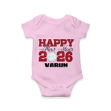 Happy New Year 2026 – Disco  | Personalised Romper for Kids - BABY PINK - New Born (Chest 14")