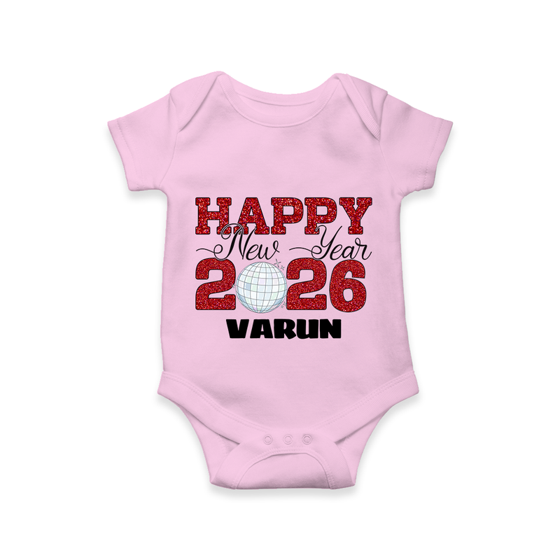 Happy New Year 2026 – Disco  | Personalised Romper for Kids - BABY PINK - New Born (Chest 14")