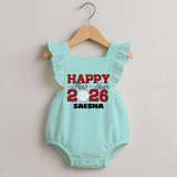 Happy New Year 2026 – Disco  | Personalised Romper Frock for Girls - MINT GREEN - 0 - 3 Months Old (Chest 19")