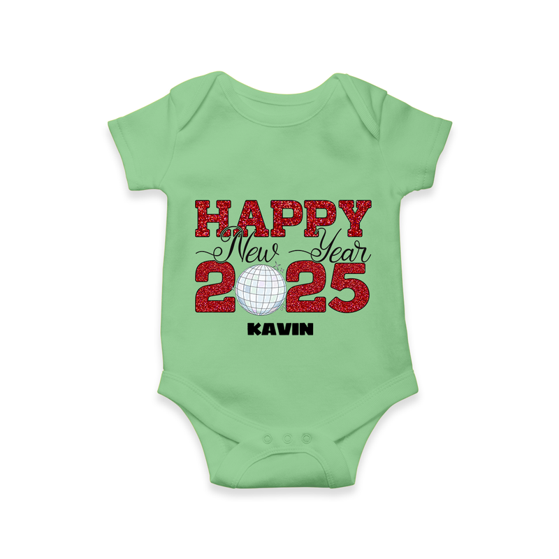 "Happy New Year 2025 - Loving Moments With Our Customized Romper for Babies With Name" - GREEN - 0 - 3 Months Old (Chest 16")