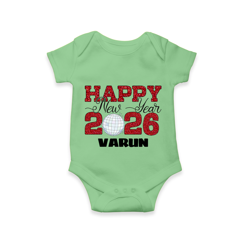 Happy New Year 2026 – Disco  | Personalised Romper for Kids - GREEN - New Born (Chest 14")