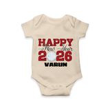 Happy New Year 2026 – Disco  | Personalised Romper for Kids - IVORY - New Born (Chest 14")
