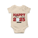 "Happy New Year 2025 - Loving Moments With Our Customized Romper for Babies With Name" - IVORY - 0 - 3 Months Old (Chest 16")