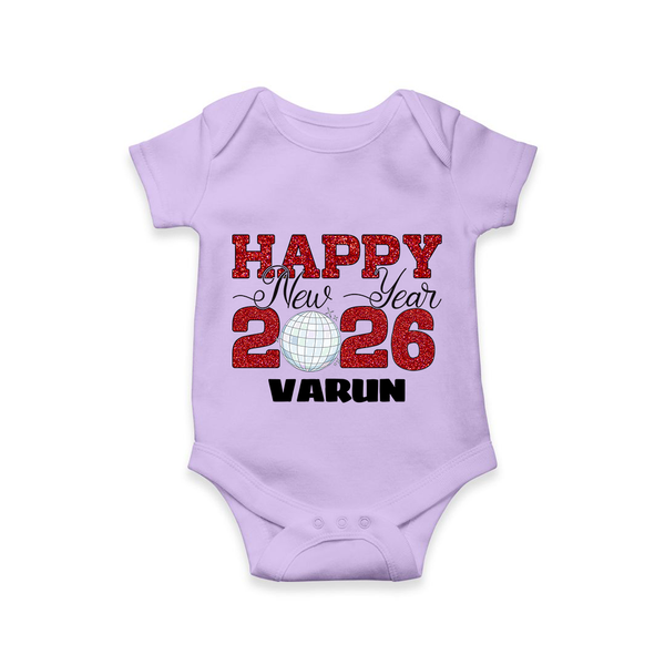 Happy New Year 2026 – Disco  | Personalised Romper for Kids - LILAC - New Born (Chest 14")